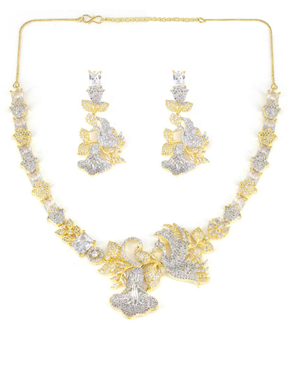 Gold Plated AD Designer Bird Jewellery Set For Women
