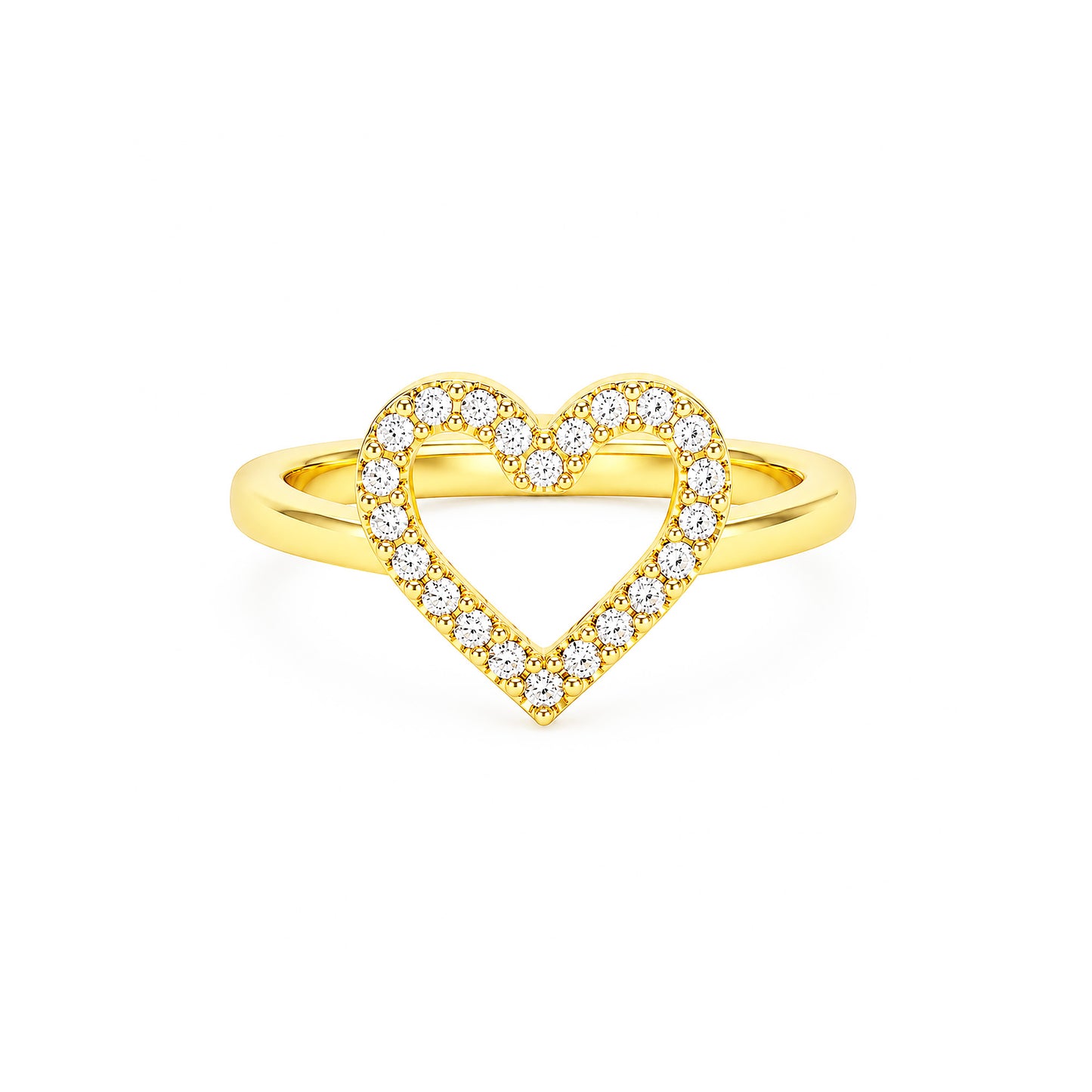 Gold Plated AD Heart Finger Ring for Women