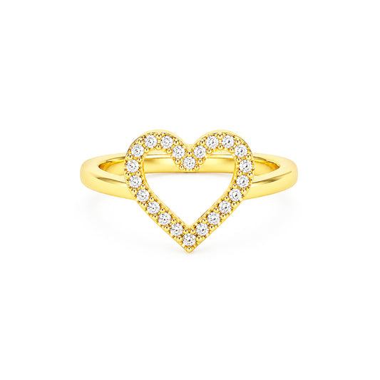 Gold Plated AD Heart Finger Ring for Women