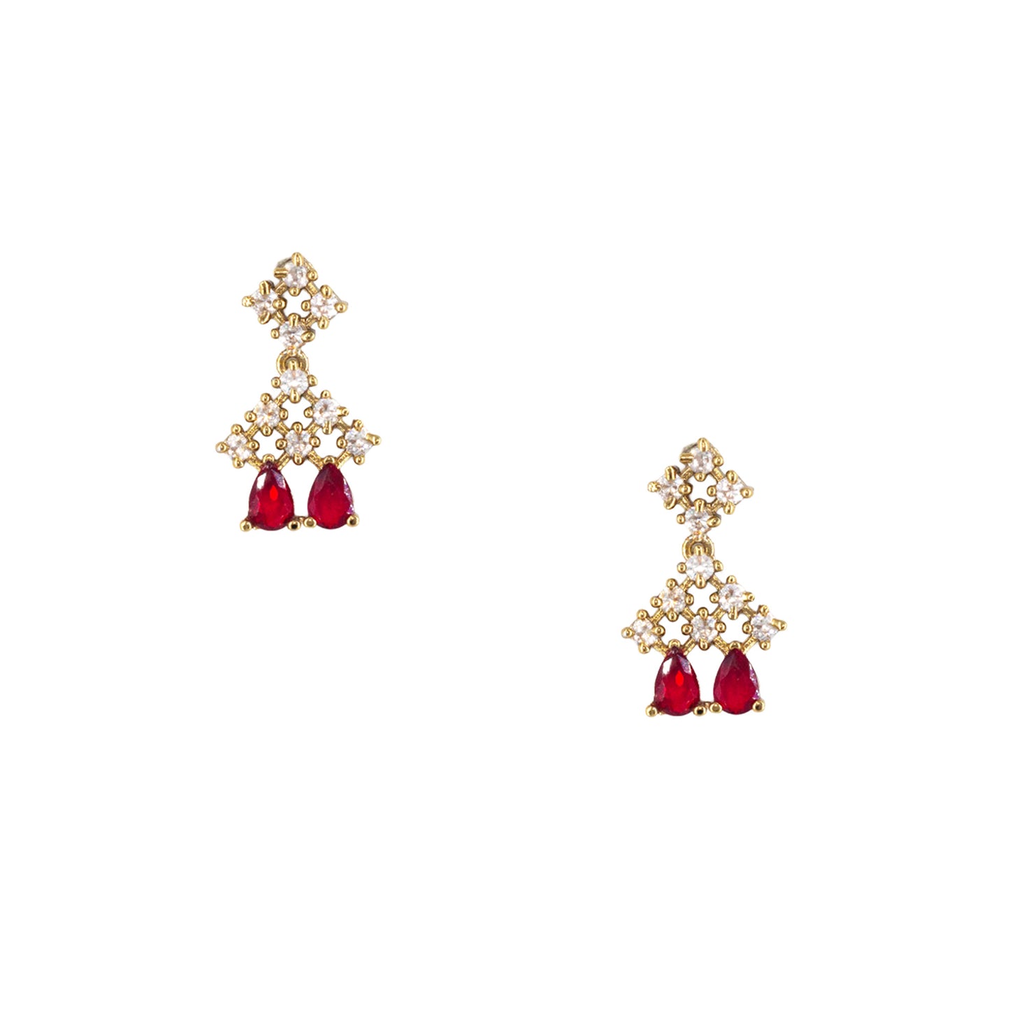 Gold Plated Red American Diamond Jewellery Set for Women