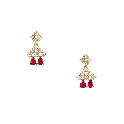 Gold Plated Red American Diamond Jewellery Set for Women