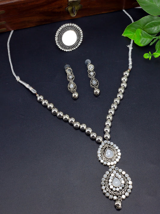 Silver Plated Mirror Jewellery Set
