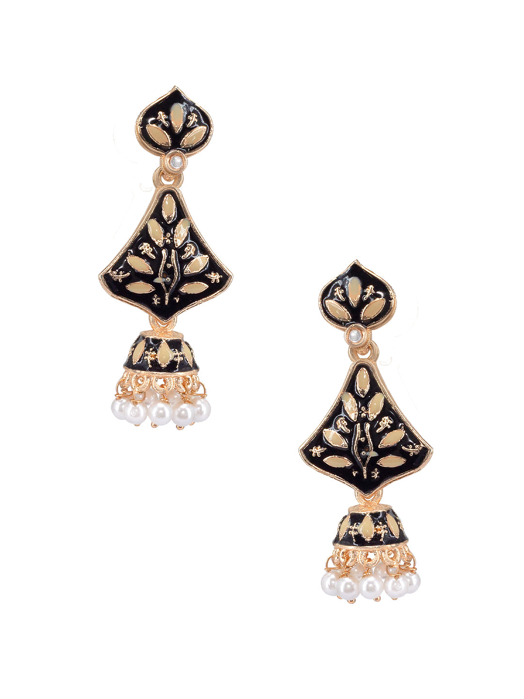 Black Beads Drop Jhumka Earring