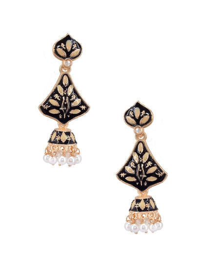 Black Beads Drop Jhumka Earring