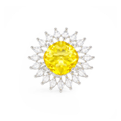 Silver Plated Yellow AD Finger Ring for Women