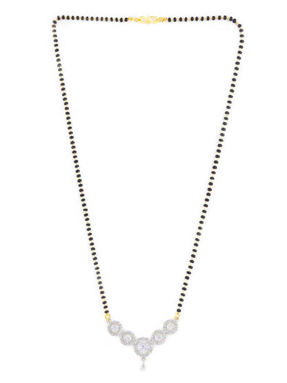 Silver Plated American Diamond Studded Mangalsutra for Women
