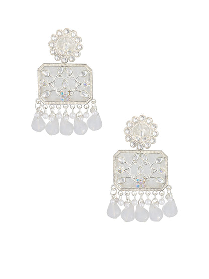 Floral Marble Finish Drop Earrings