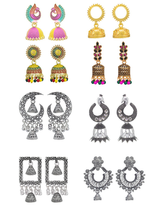 Pack of Eight Jhumki & Drop Earrings