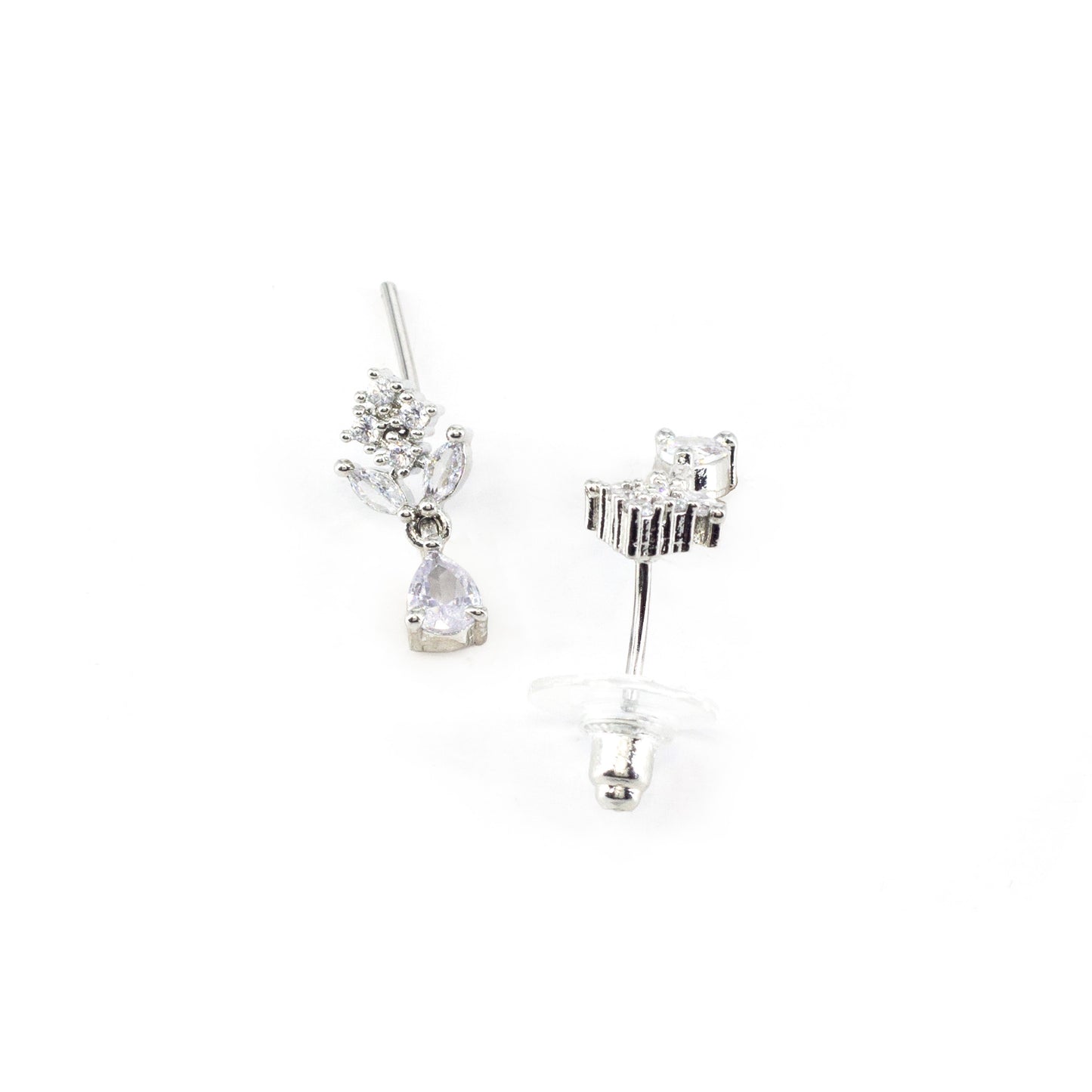 Rhodium Plated AD Minimal Drop Earrings for Women