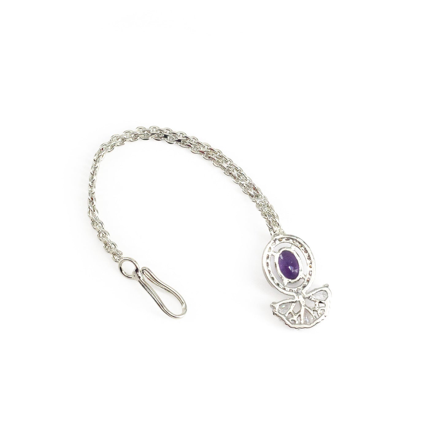 Silver Plated Purple AD Maang Tikka for Women