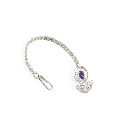 Silver Plated Purple AD Maang Tikka for Women