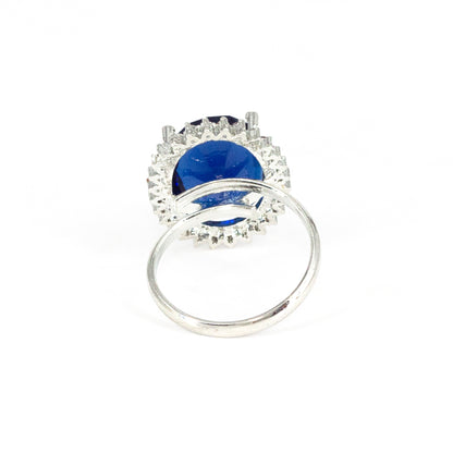 Silver Plated Blue AD Finger Ring for Women