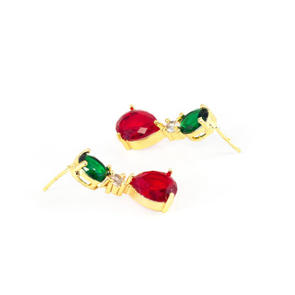 Gold Plated AD Teardrop Earrings for Women