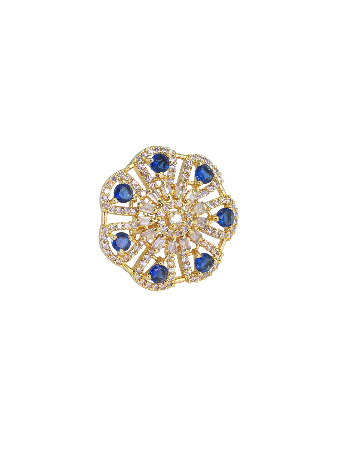 Blue Floral AD Adjustable Finger Ring