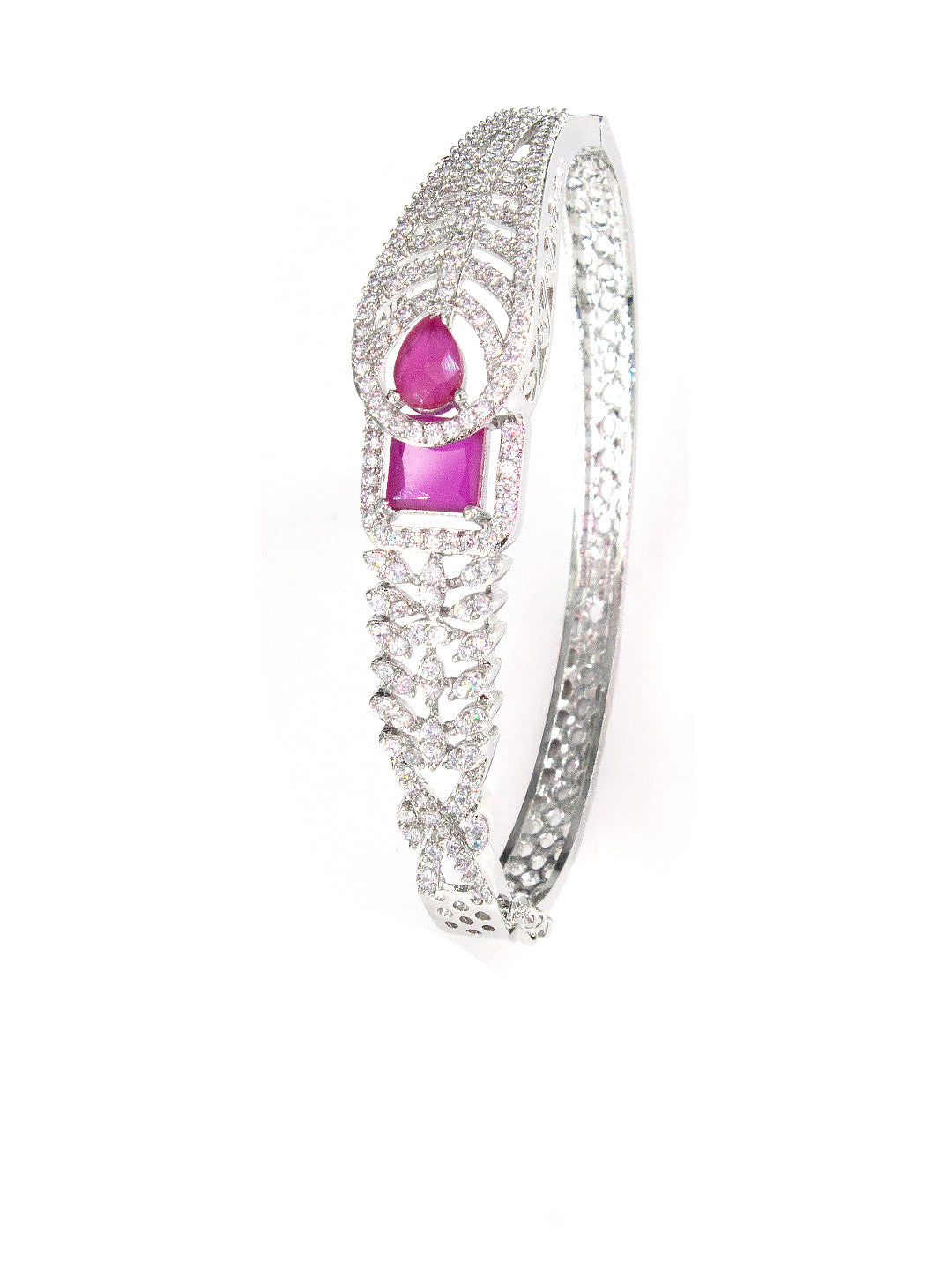 Silver Plated Ruby and AD Designer Bracelet