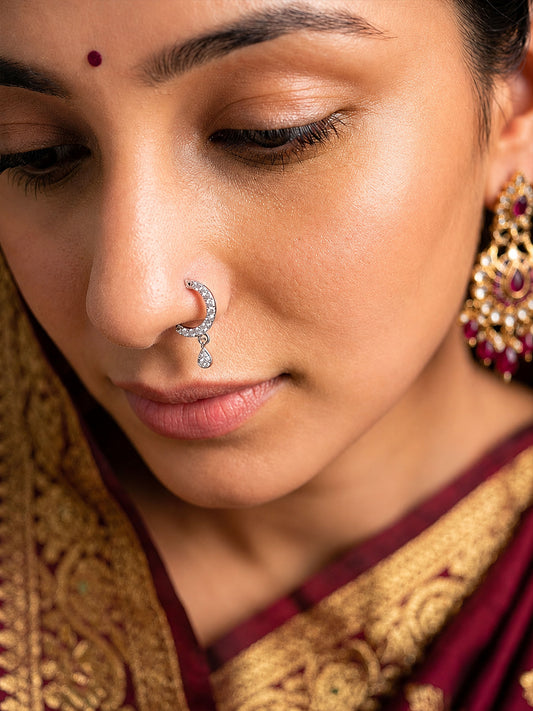 Silver Plated AD Small Nosering for Women