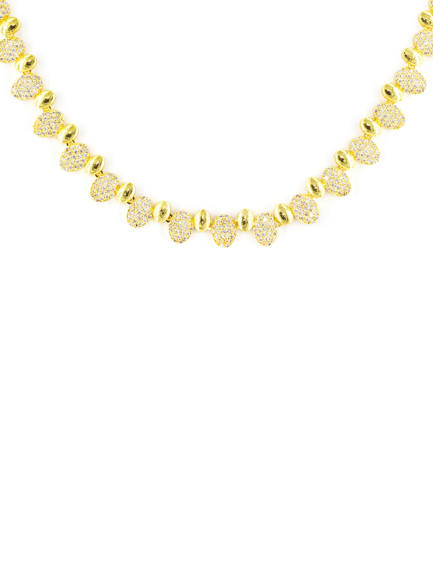Gold Plated White American Diamond Designer Choker Set for Women