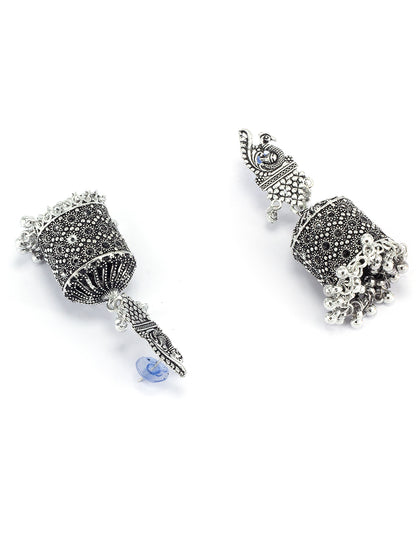 Pack Of 2 Floral Oxidised Jhumkas Earrings