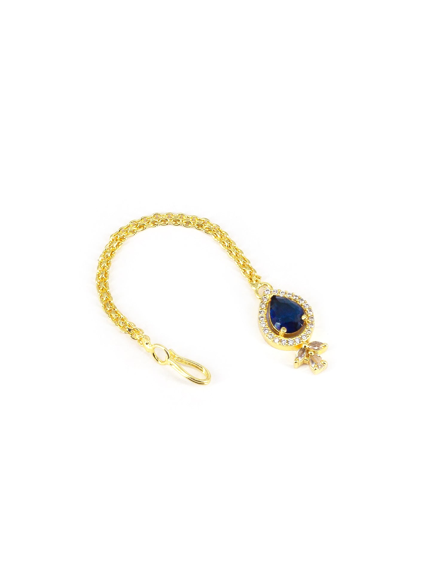 Gold Plated Blue American Diamond Maang Tikka for Women