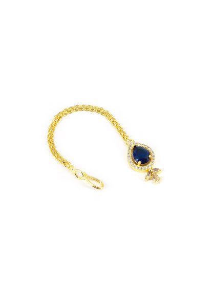 Gold Plated Blue American Diamond Maang Tikka for Women
