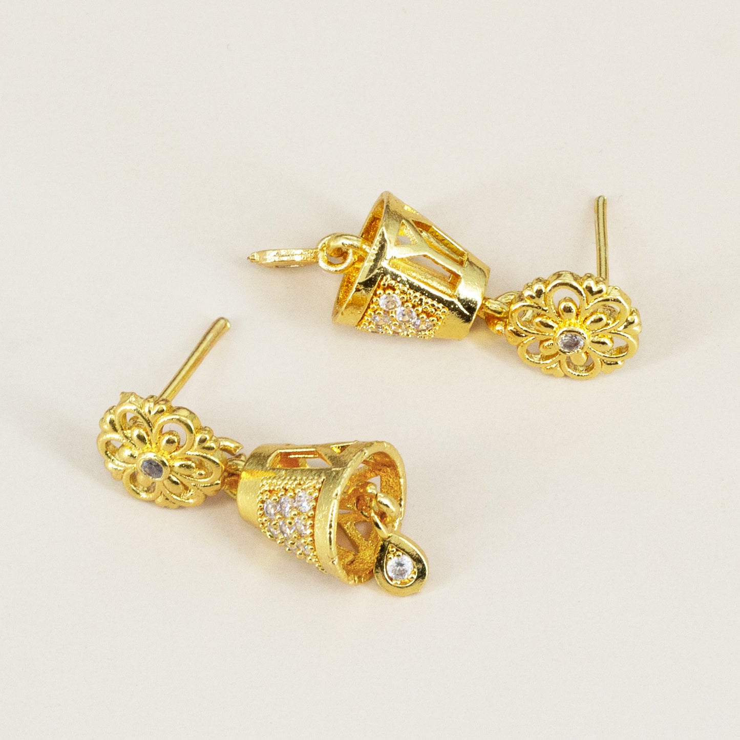 Micro Gold Plated AD Jhumki Earrings for Women