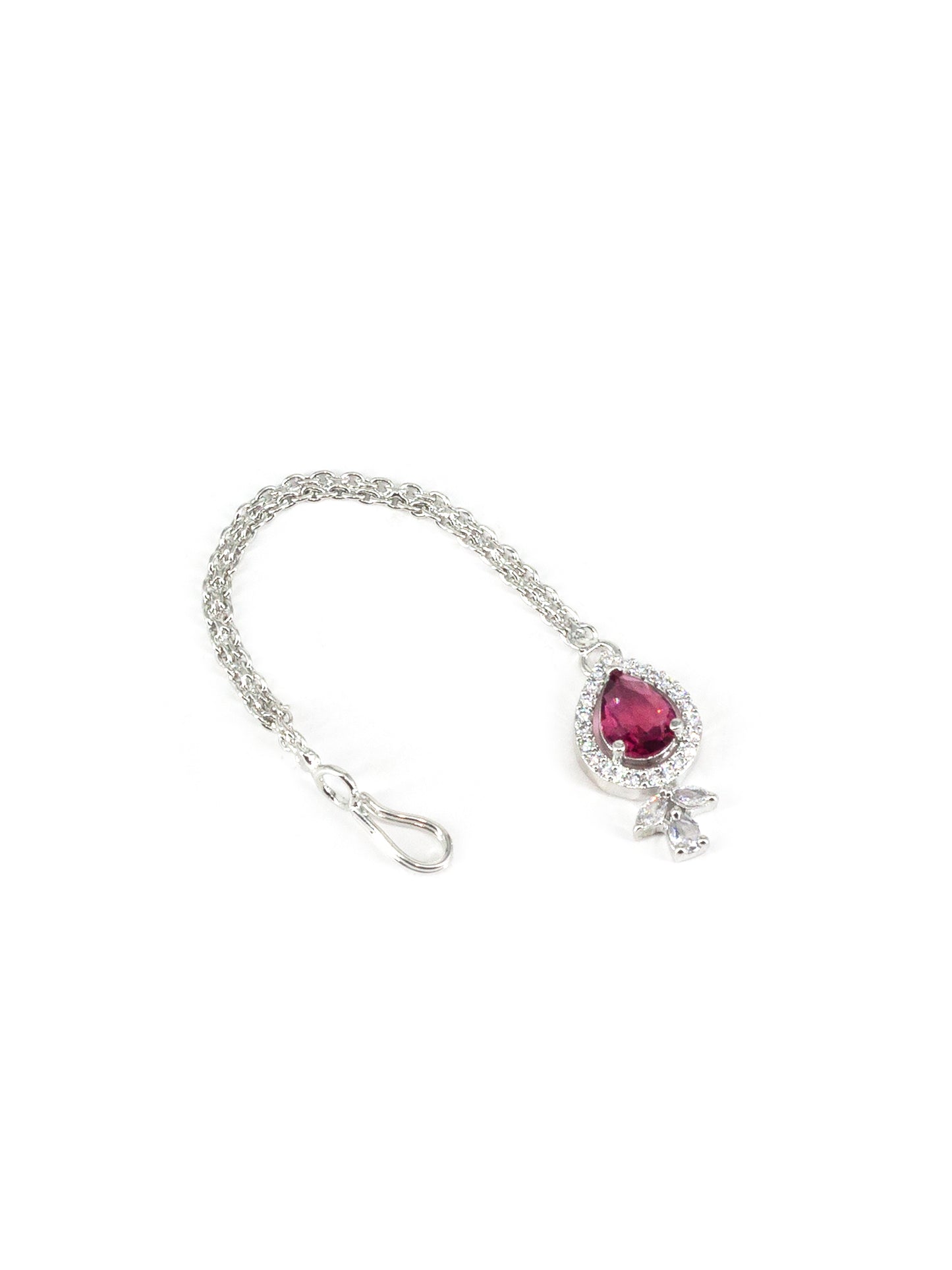 Silver Plated Red American Diamond Maang Tikka for Women