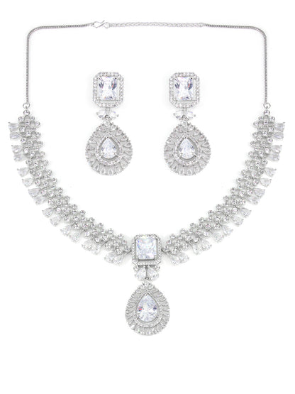 Rhodium Plated AD Designer Jewellery Set