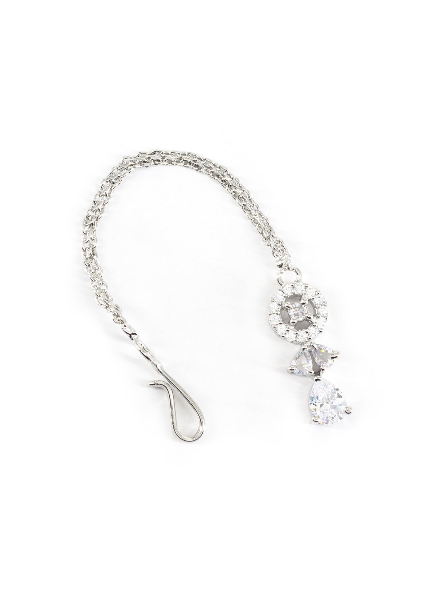 Silver Plated White AD Maang Tikka for Women