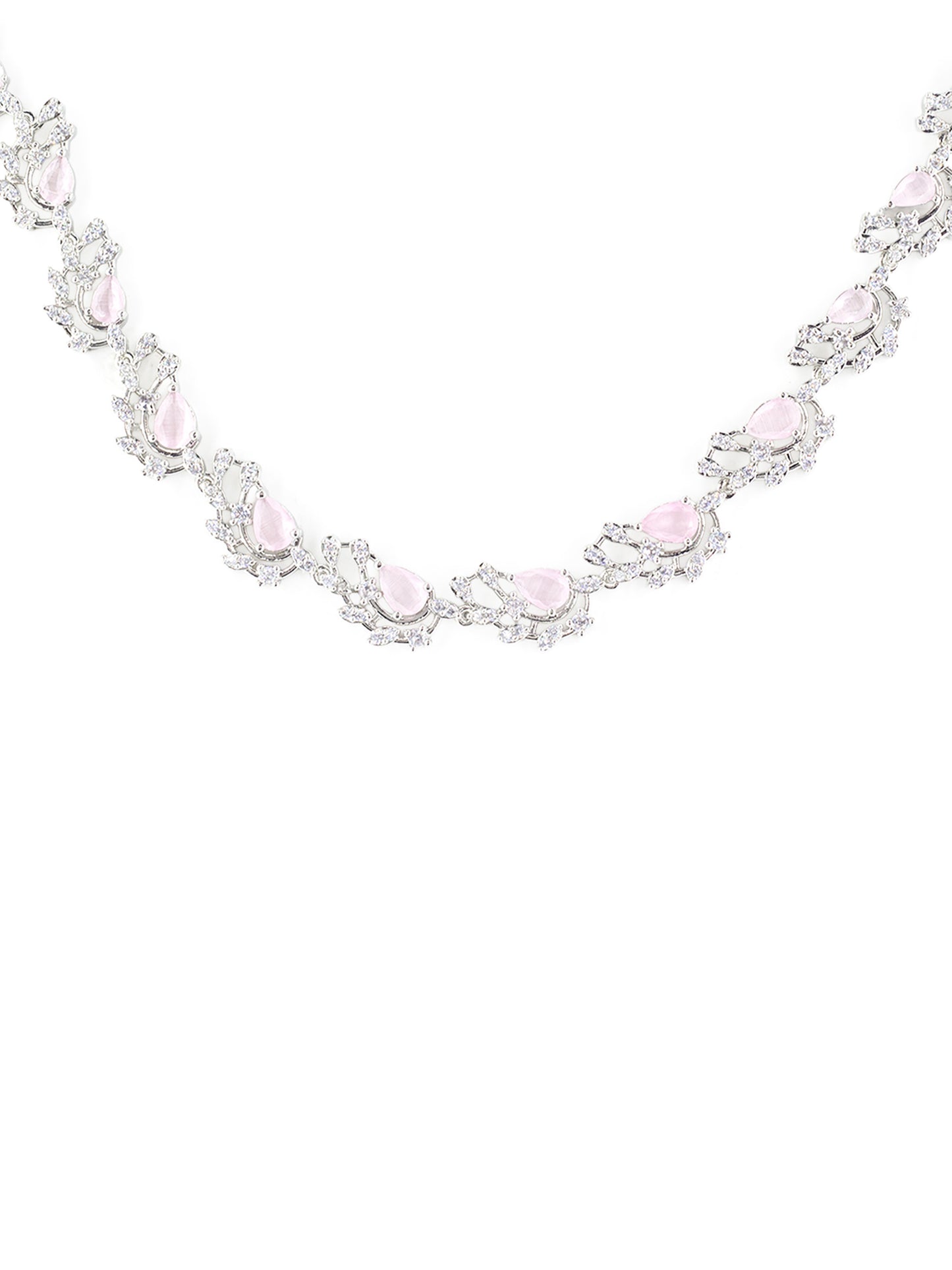 Silver Plated Pink American Diamond Designer Choker set for Women