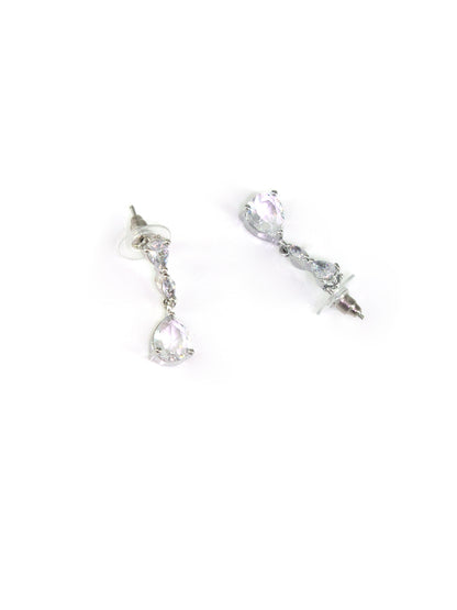 Rhodium-Plated Teardrop AD-Studded Jewellery Set