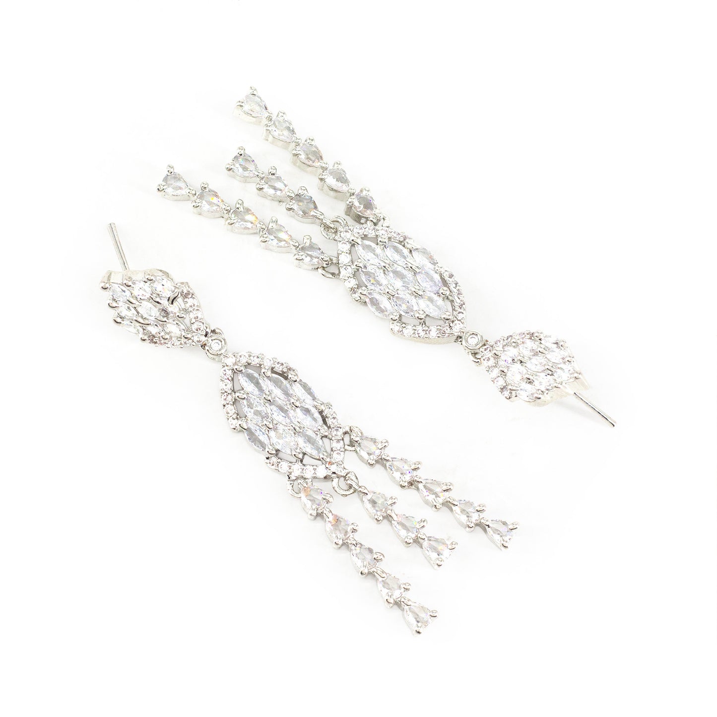 Silver Plated AD Drop Earrings for Women