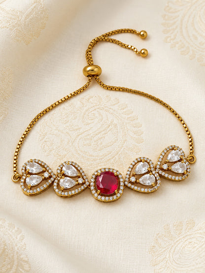 Antique Gold Plated Red AD Bracelet for Women