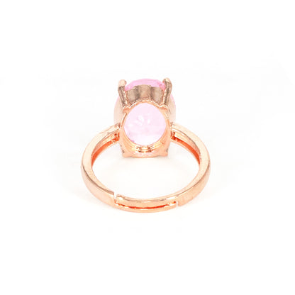 Rose Gold Plated Pink AD Finger Ring for Women