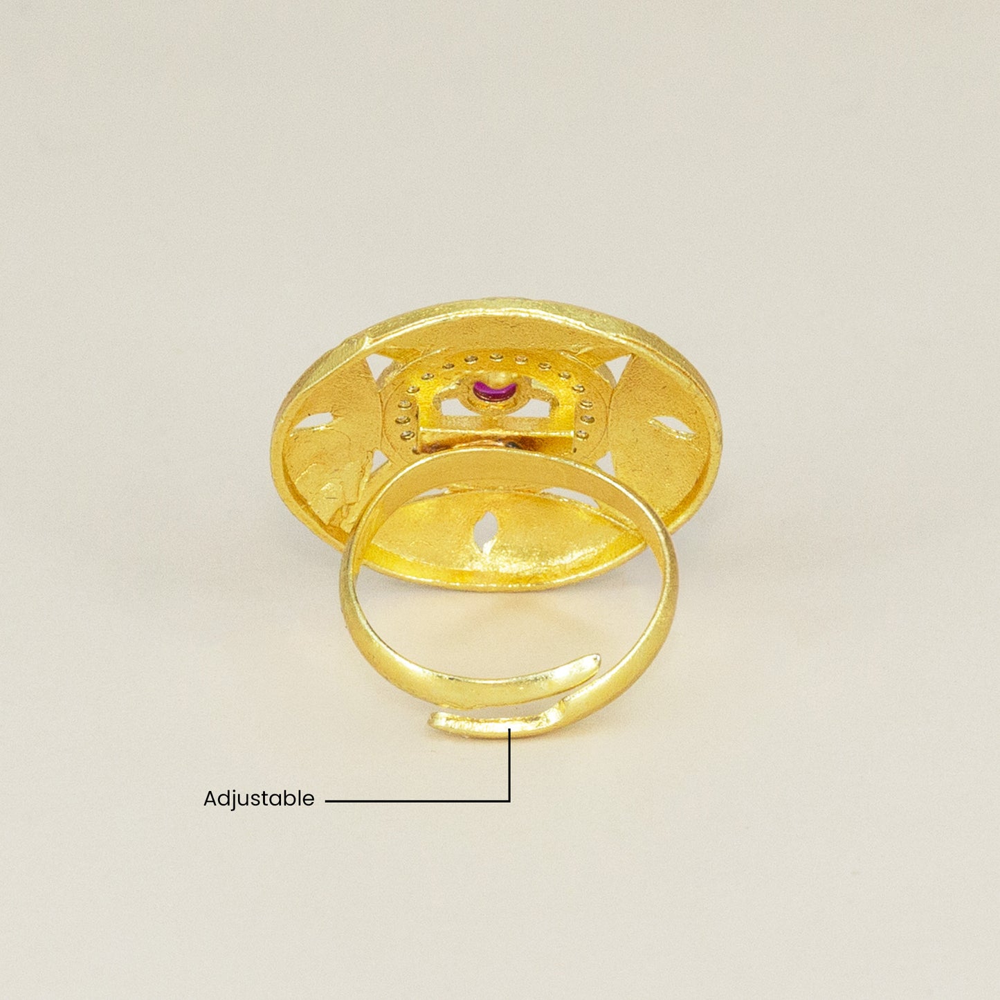 Gold Plated Anti Tarnish Red AD Finger Ring for Women
