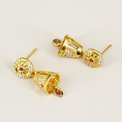 Micro Gold Plated AD Jhumki Earrings for Women