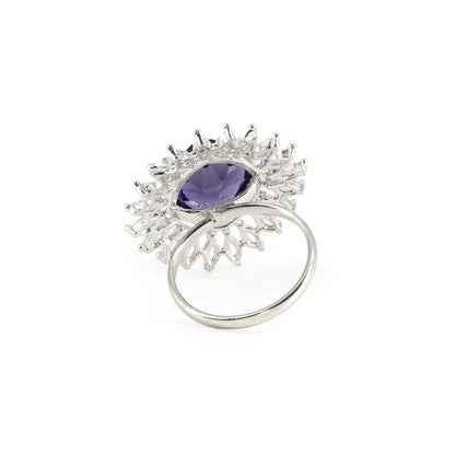 Silver Plated Purple AD Finger Ring for Women