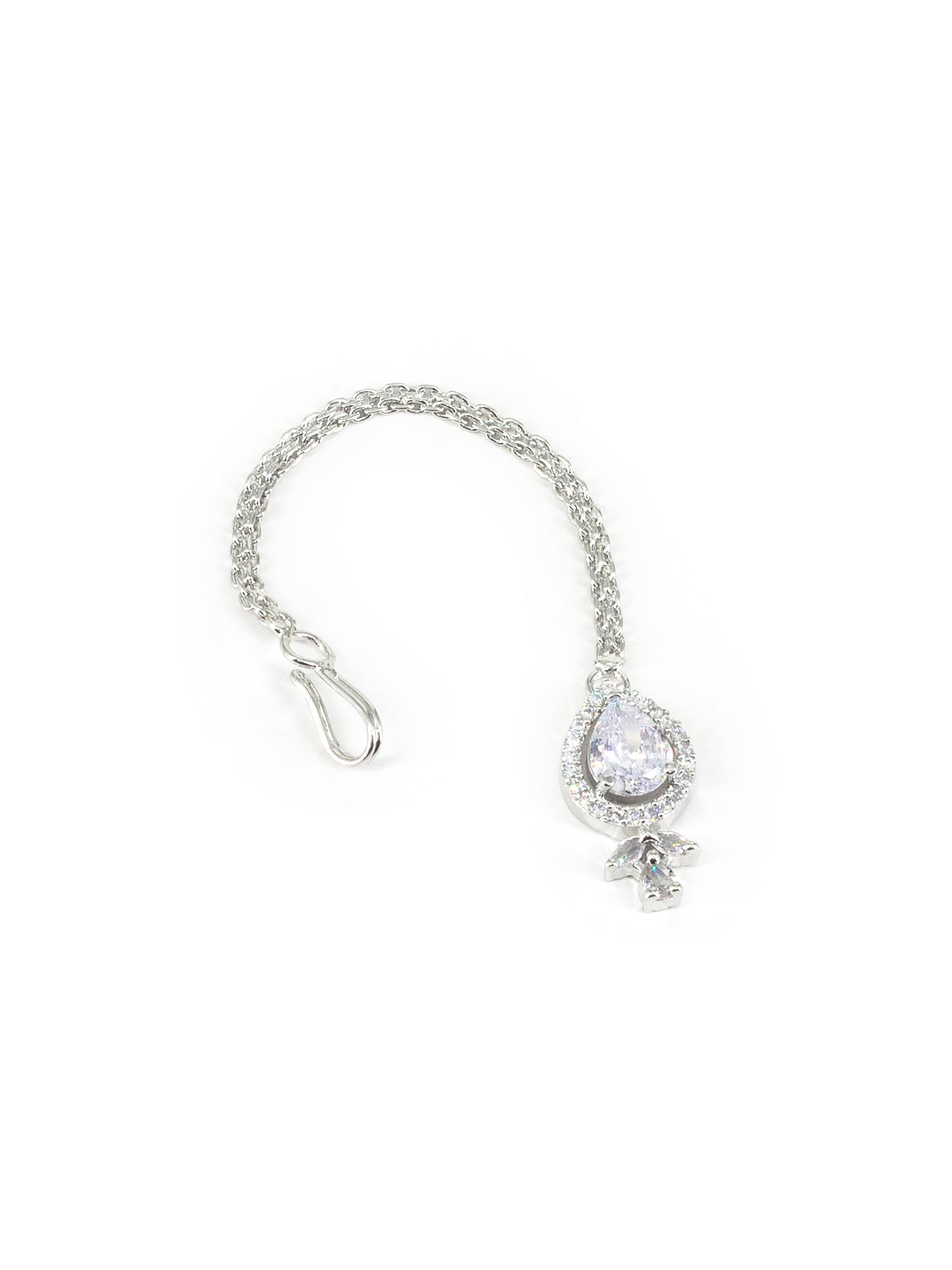 Silver Plated White American Diamond Maang Tikka for Women