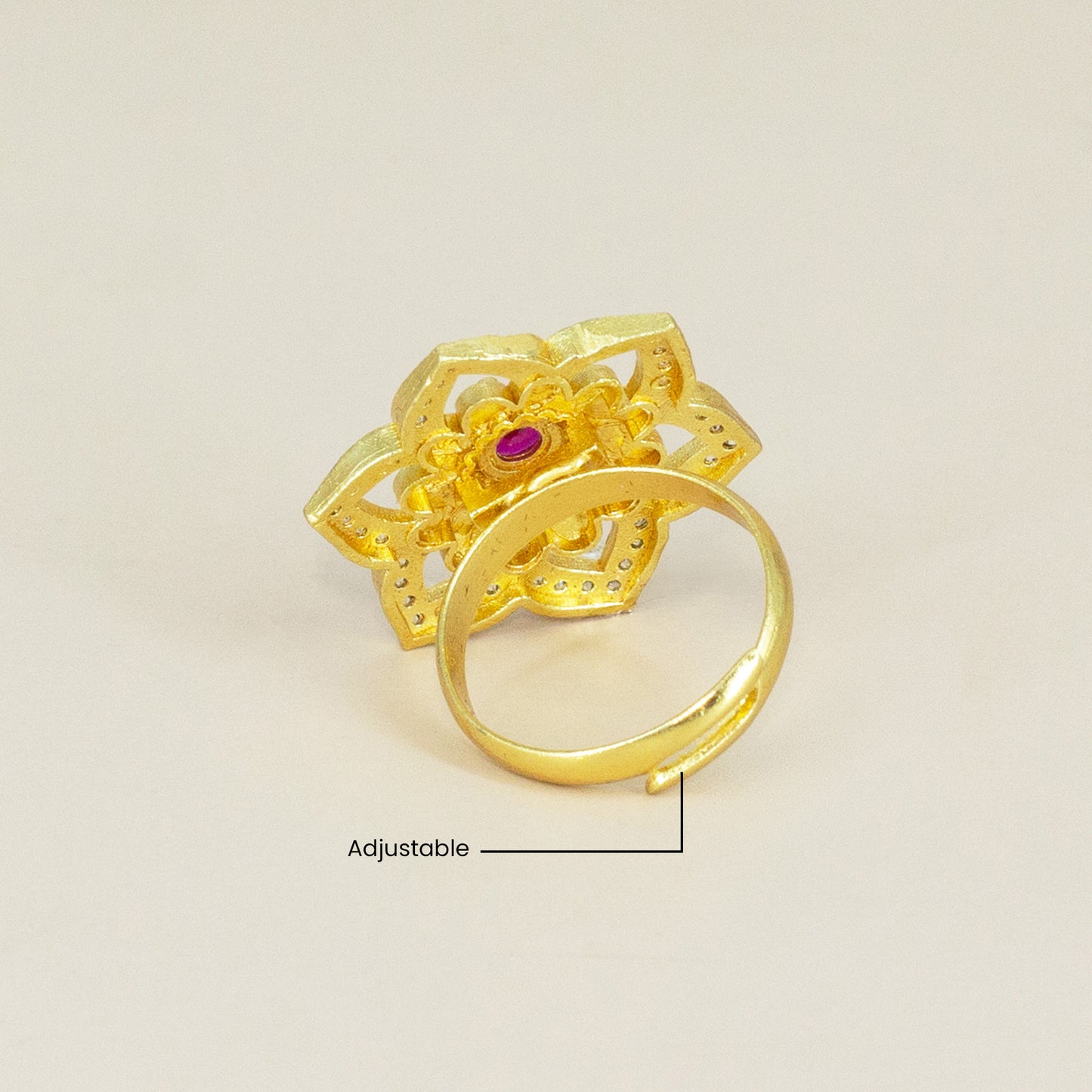 Gold Plated Anti Tarnish Red AD Finger Ring for Women