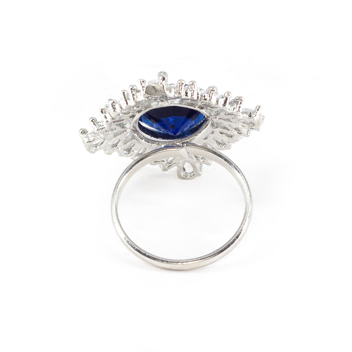 Silver Plated Blue AD Finger Ring for Women