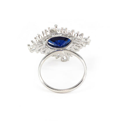 Silver Plated Blue AD Finger Ring for Women
