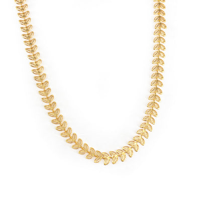 Gold Plated Minimal Leaf Chain Necklace for Women