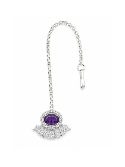 Silver Plated Purple AD Maang Tikka for Women