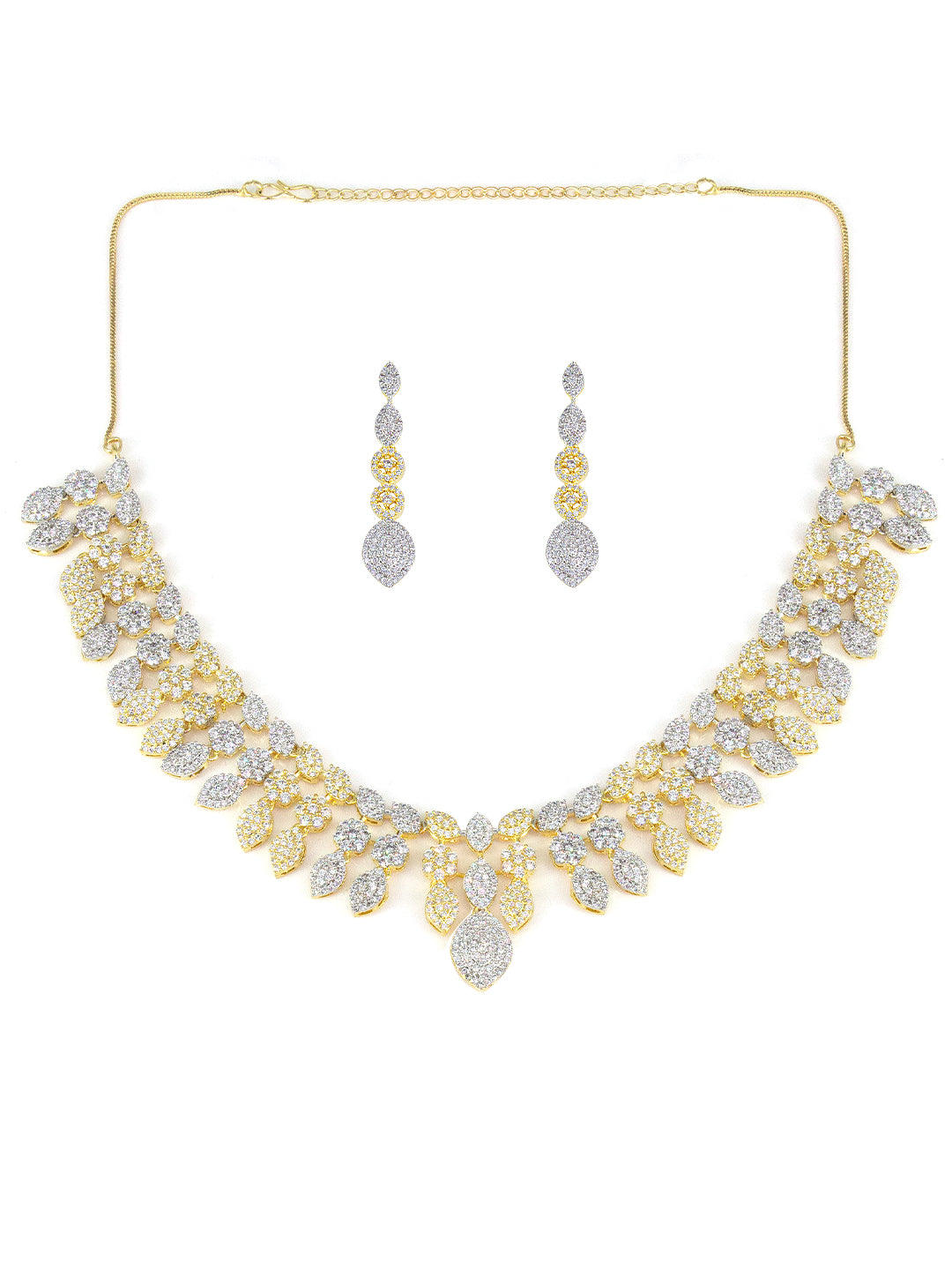 Gold Plated AD Cocktail Jewellery Set For Women