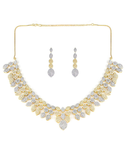 Gold Plated AD Cocktail Jewellery Set For Women
