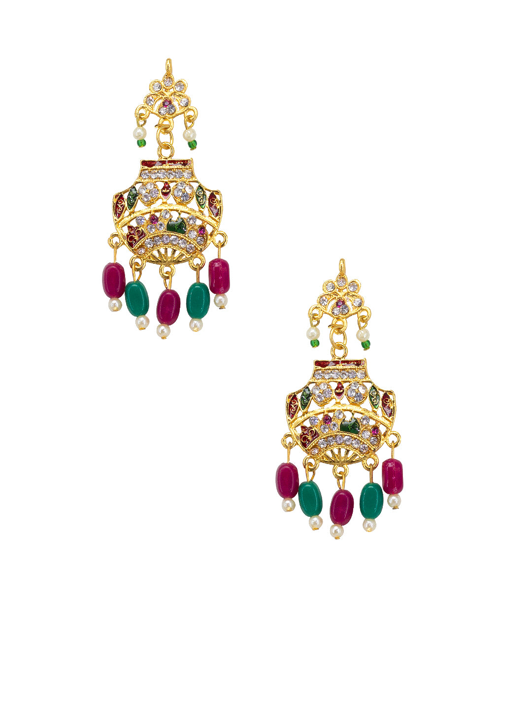 Peacock Artificial Stone & Beads Jewellery Set