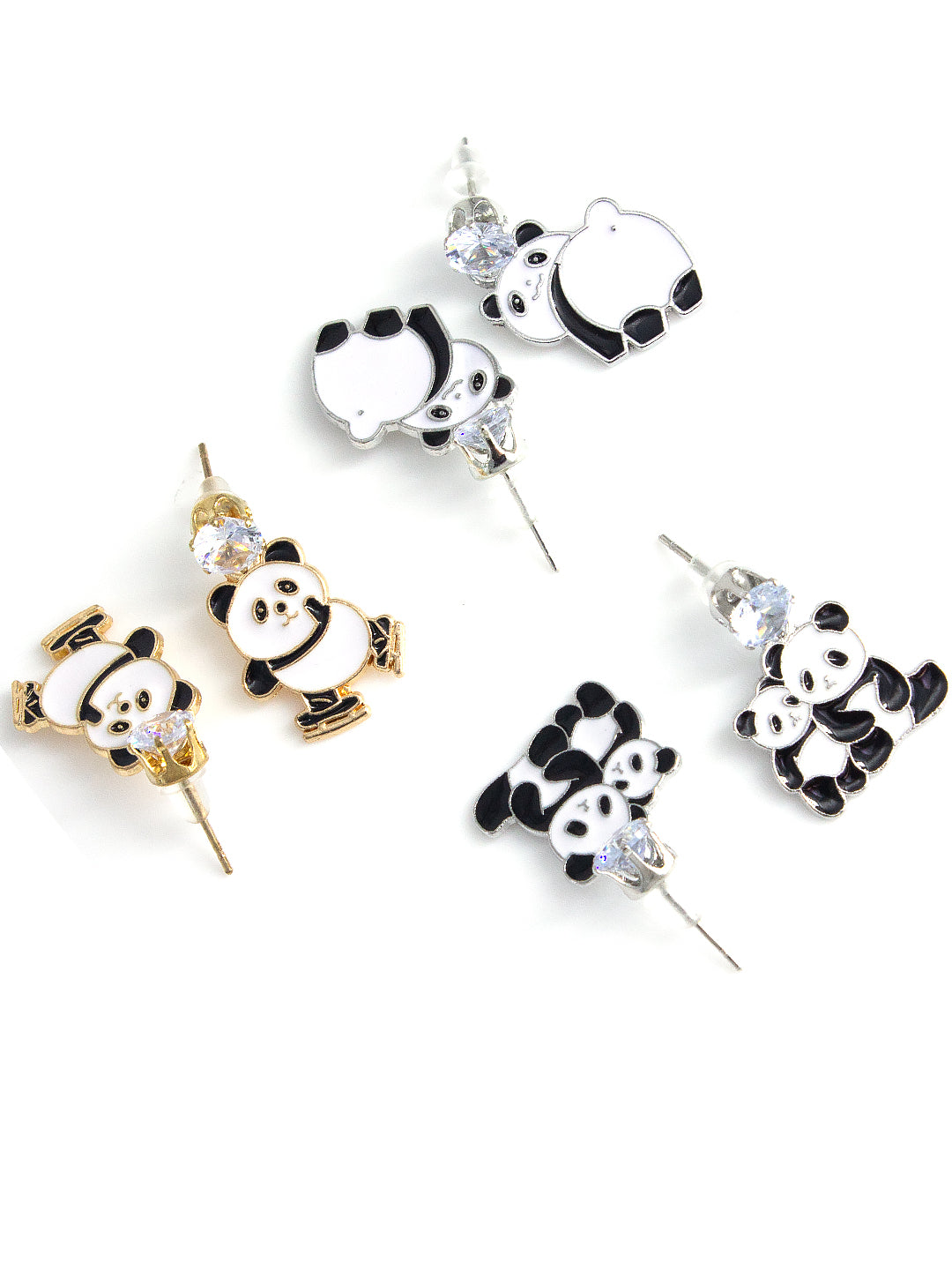 Set Of 3 Cute Panda Earrings For Girls