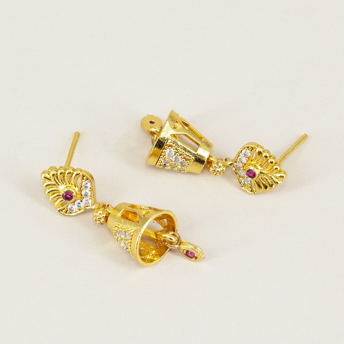 Micro Gold Plated AD Jhumki Earrings for Women