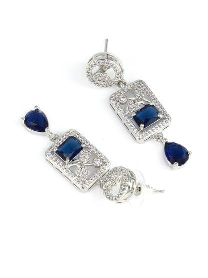 American Diamond Royal Blue Drop Jewellery Set For Women And Girls