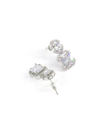 Silver Plated AD Drop Earrings for Women