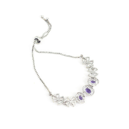 Silver Plated Purple AD Adjustable Bracelet for Women